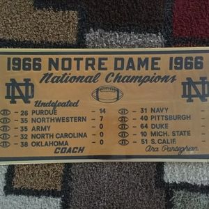 Vintage Notre Dame Championship banner in frame